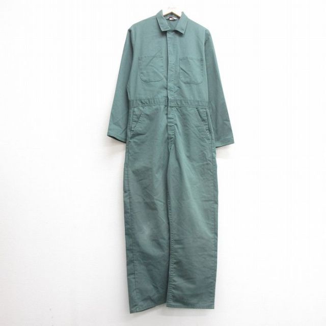 【50%OFF】W38★古着 Wear Guard 長袖 ツナギ メンズ 80年代 80s 緑系 グリーン 25mar29 中古 オールインワン ボトムス