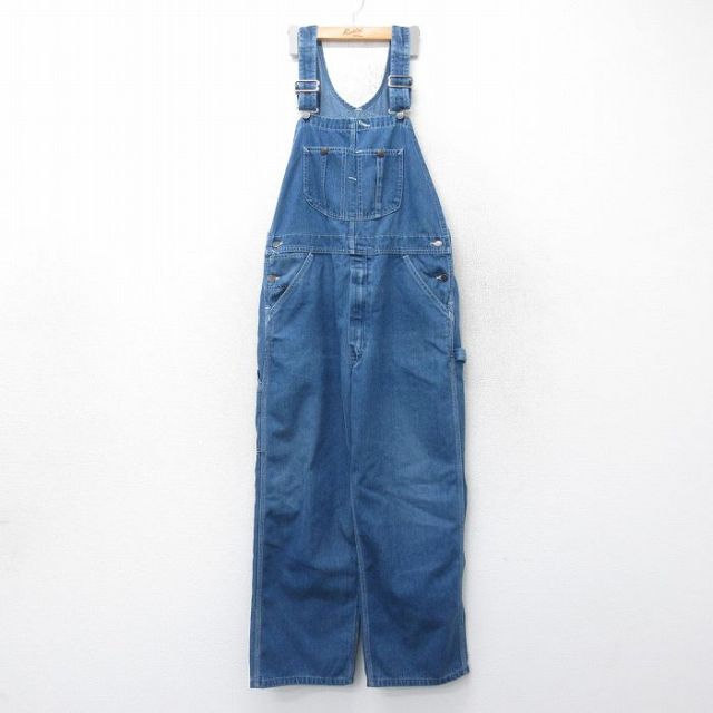W39★古着 ローバックス オーバーオール メンズ 90年代 90s USA製 紺 ネイビー デニム 【spe】 25apr02 中古 ボトムス