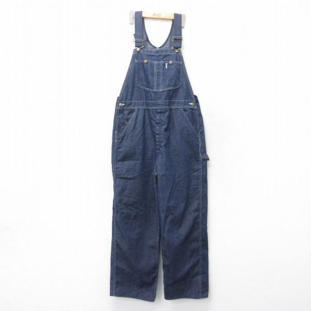 W38★古着 シアーズ オーバーオール メンズ 80年代 80s 濃紺 ネイビー デニム 【spe】 25apr02 中古 ボトムス
