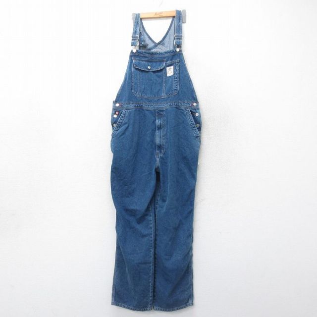 W41★古着 ラルフローレン Ralph Lauren チャップス ブランド オーバーオール メンズ 90年代 90s 大きいサイズ コットン 紺 ネイビー デニム 【spe】 25jul05 中古 ボトムス