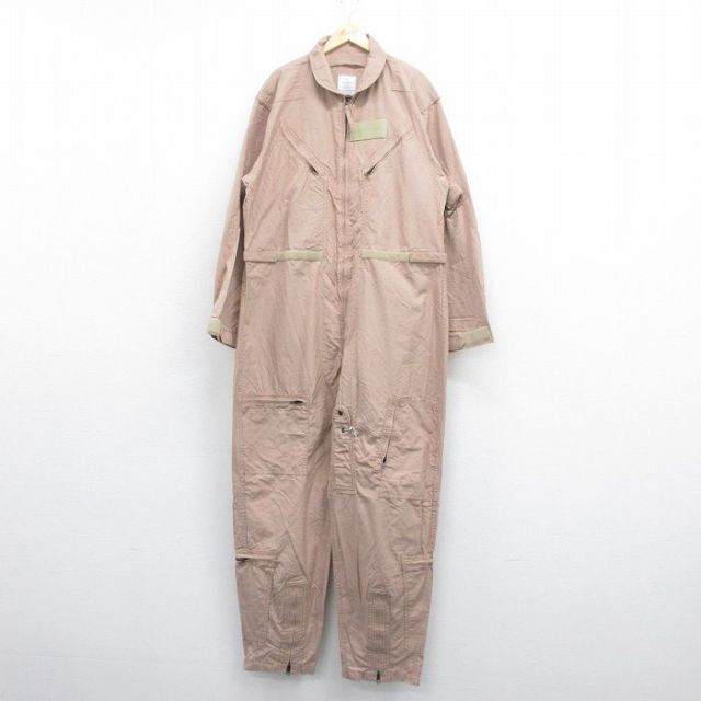 W49★古着 長袖 ミリタリー ツナギ メンズ 00年代 00s CWV-27/P 大きいサイズ USA製 ベージュ カーキ 25jul05 中古 オールインワン ボトムス