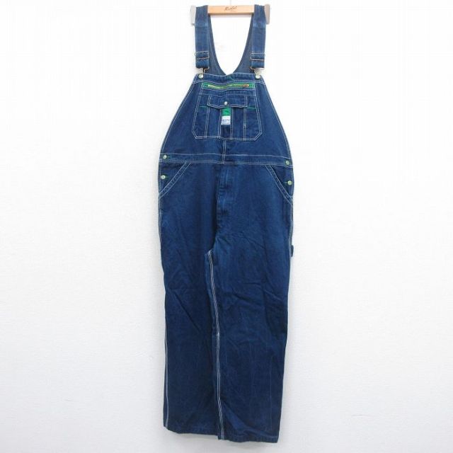 W42★古着 リバティ オーバーオール メンズ 大きいサイズ コットン 紺 ネイビー デニム 25jul05 中古 ボトムス