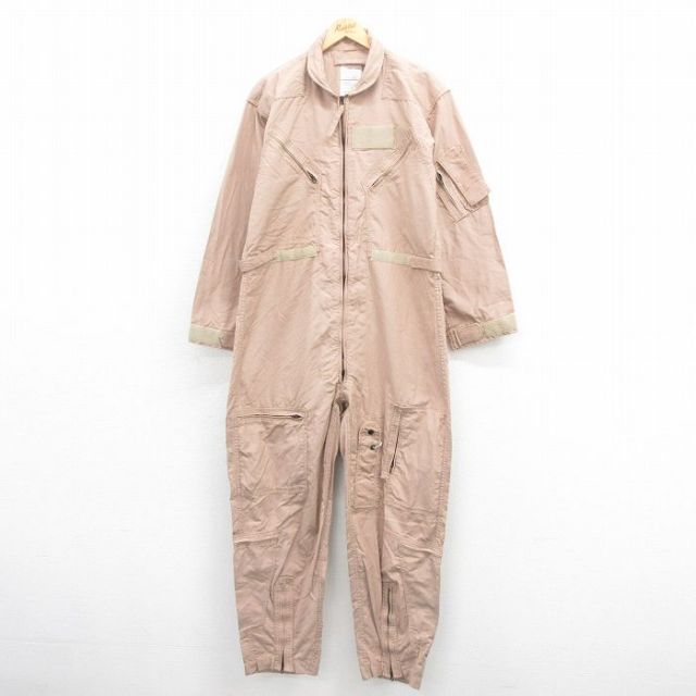 W42★古着 長袖 ミリタリー ツナギ メンズ 90年代 90s CWU-27/P 大きいサイズ USA製 ベージュ カーキ 25aug22 中古 オールインワン ボトムス