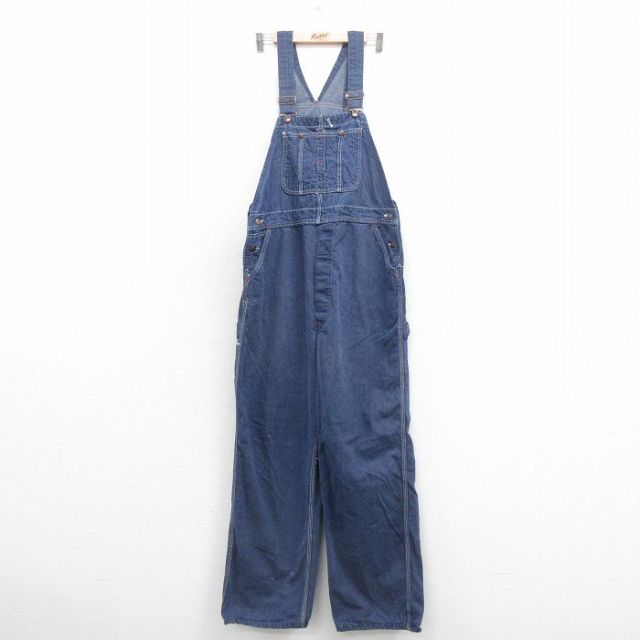 【20%OFF】W38★古着 モンゴメリーワード オーバーオール メンズ 80年代 80s 紺 ネイビー デニム 25nov01 中古 ボトムス