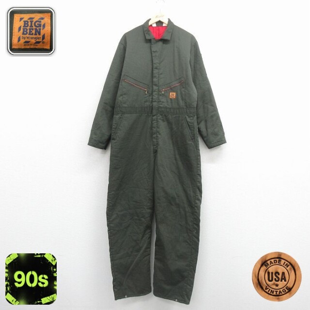 【50%OFF】長袖 ツナギ メンズ 90s USA製 タロン 濃緑 内側キルティング 実寸W42 | 古着