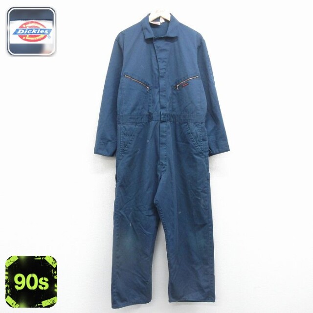 【50%OFF】ディッキーズ 90s 長袖ワークツナギ タロン ネイビー 実寸W40 | 古着