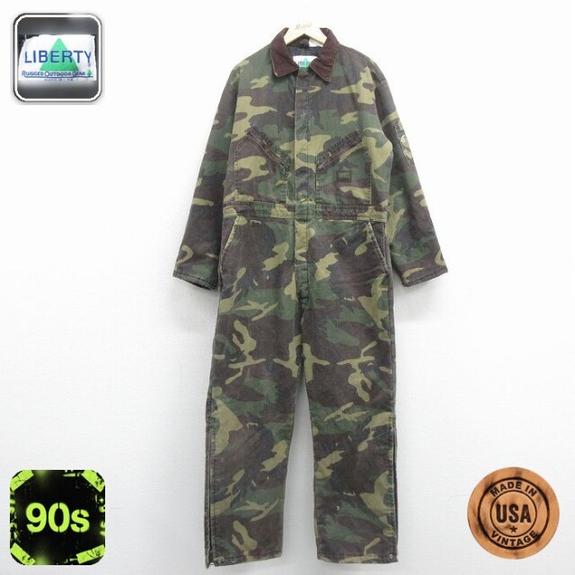 【50%OFF】リバティ 90s 長袖ハンティングツナギ 迷彩 グリーン W41 | 古着