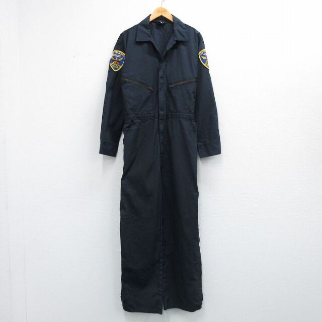 【20%OFF】W34★古着 長袖 ワーク ツナギ メンズ 90年代 90s ポリス USA製 黒 26feb20