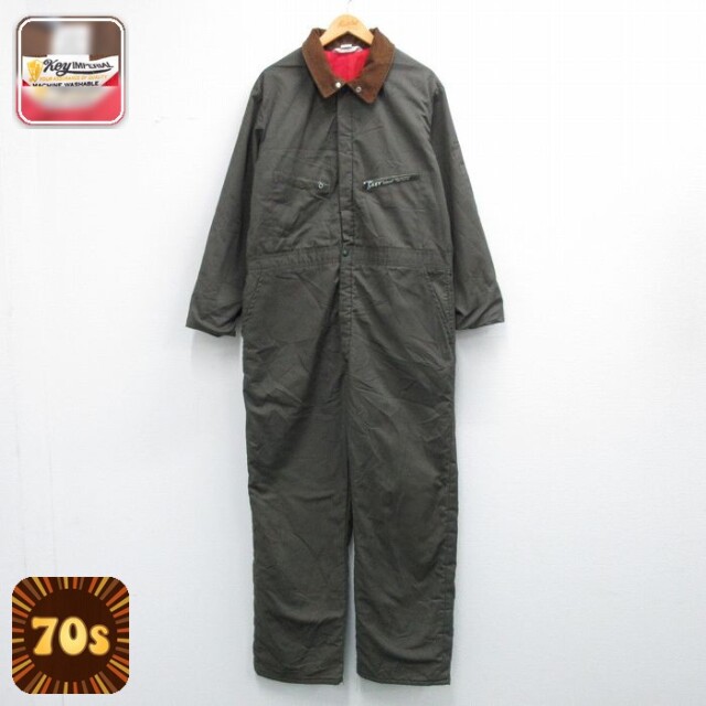 【50%OFF】キー KEY 長袖 ビンテージ ツナギ メンズ 70s タロン 濃緑系他 実寸W43 | 古着
