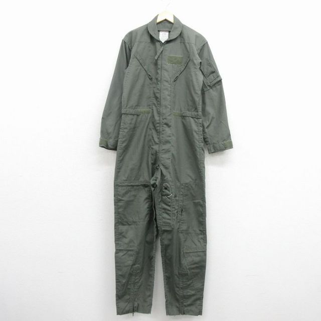 W39★古着 長袖 ミリタリー ツナギ メンズ 90年代 90s 大きいサイズ USA製 緑 26mar13