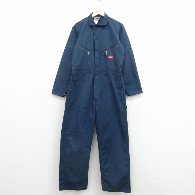 古着通販 W37☆古着 ディッキーズ 長袖 ワーク ツナギ メンズ 紺