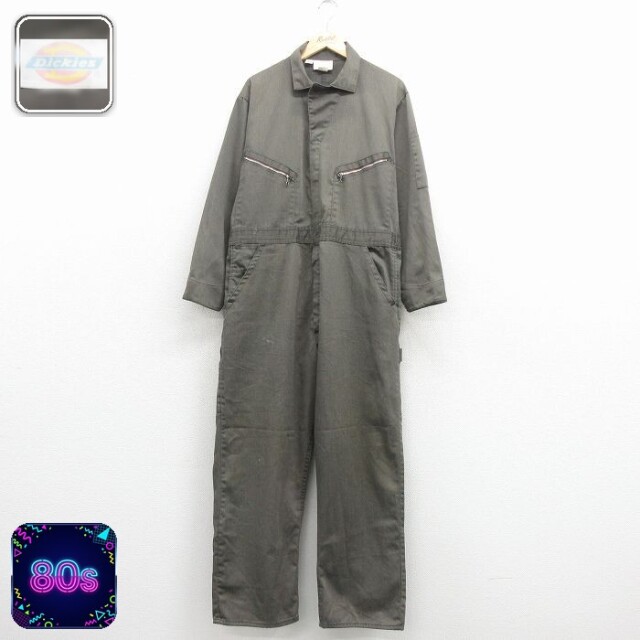 【20%OFF】ディッキーズ 長袖 ワーク ツナギ メンズ 80s タロン 濃緑 実寸W41 | 古着