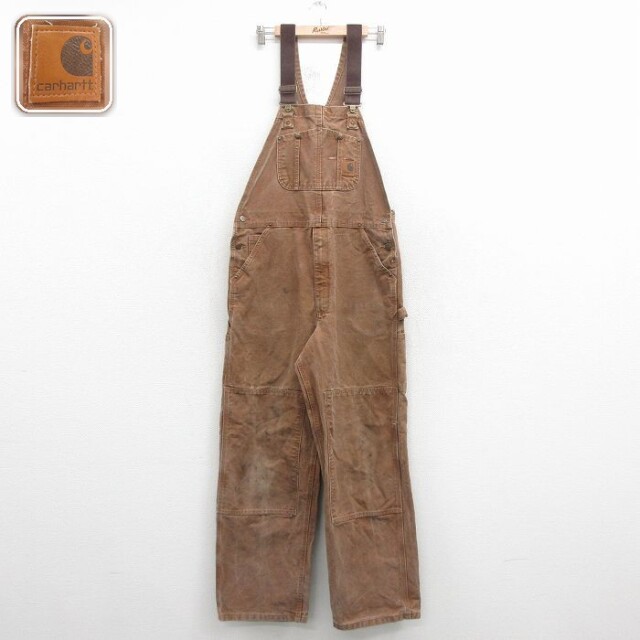 【20%OFF】カーハート W36 オーバーオール ダブルニー ブラウン | 古着