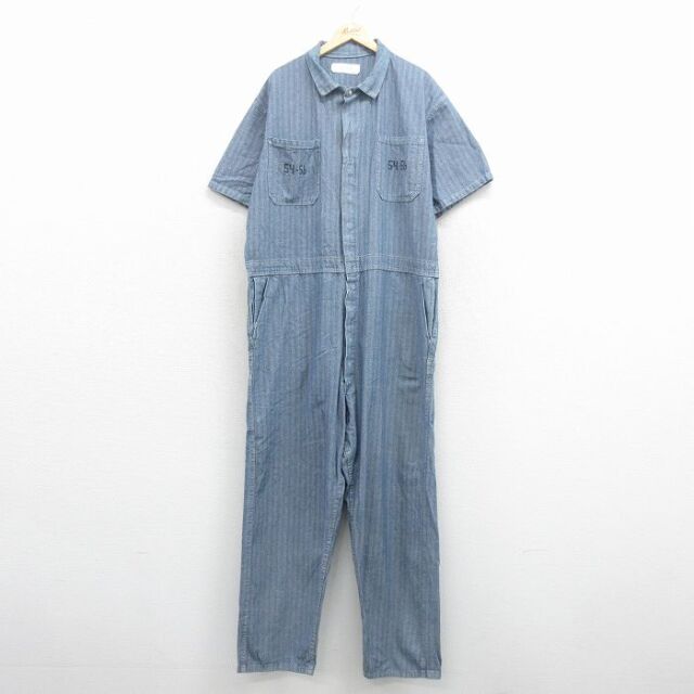 90s 半袖ツナギ ヘリンボーン グレー 実寸W51 | 古着