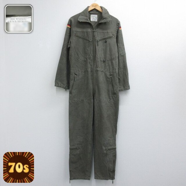 ドイツ軍 70s 長袖ミリタリーツナギ カーキ 実寸W37 | 古着