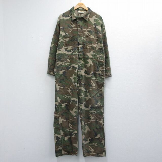 古着通販 W46☆古着 長袖 ハンティング ツナギ メンズ 90年代 90s