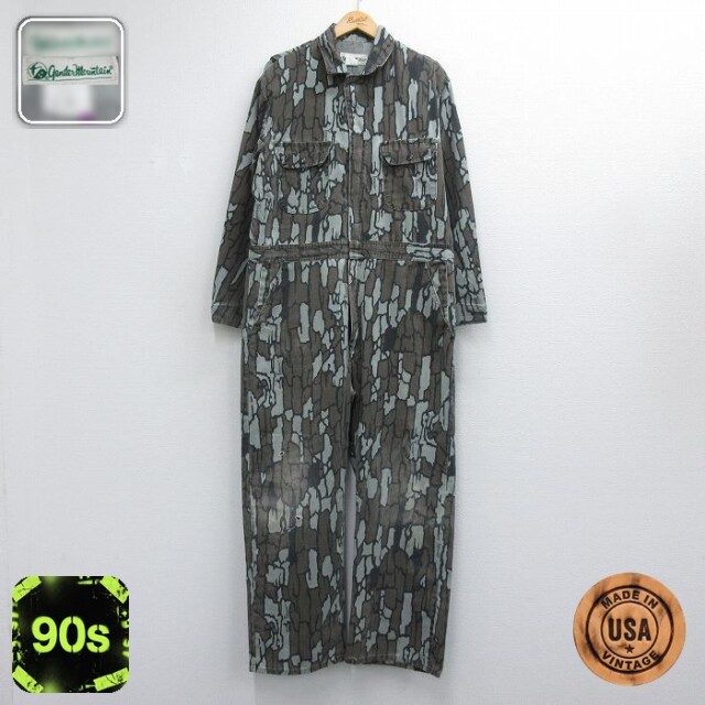 長袖 ハンティング ツナギ メンズ 90s TREBARK USA製 ブラウン 迷彩 実寸W42 | 古着