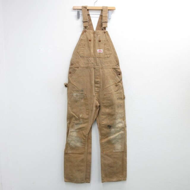 古着通販 W61☆古着 ROUND HOUSE メンズ 80年代 80s オーバーオール