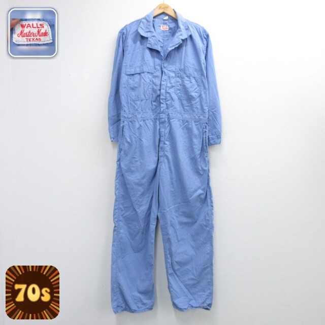 WALLS 70s 長袖ワークツナギ ライトブルー 実寸W37 | 古着