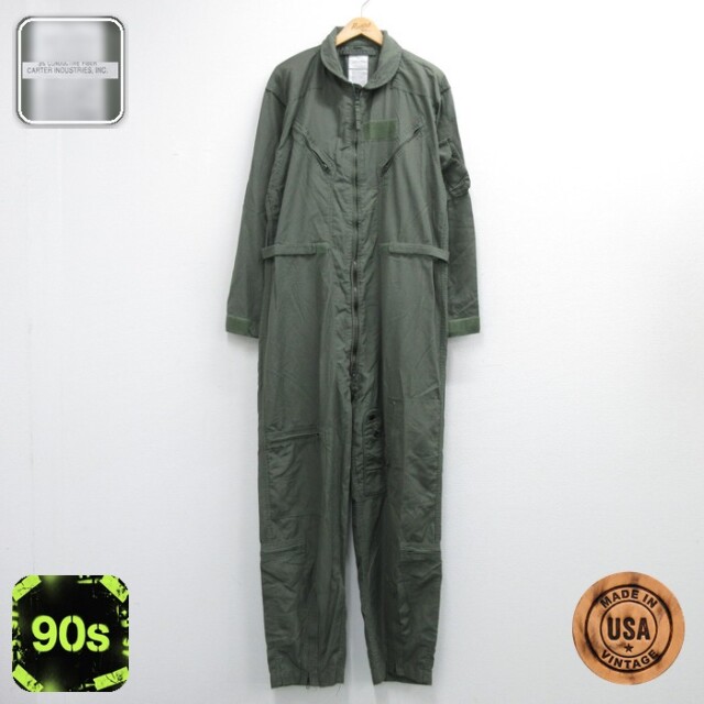 CARTER INDUSTRIES メンズ 90s 長袖 ミリタリー ツナギ CWU-27/P USA製 カーキ 実寸W42 | 古着