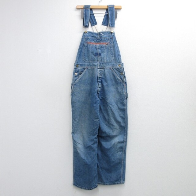80s ビンテージ デニムオーバーオール 古着通販 W56☆古着 メンズ 80年代 80s オーバーオール ローバック