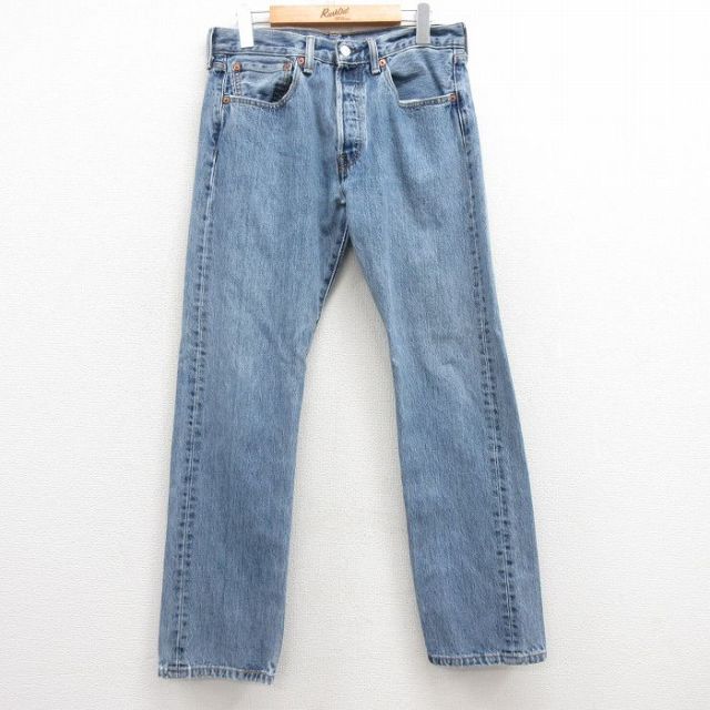 W29★古着 ジーンズ Levis リーバイス 501 メンズ コットン 紺 ネイビー デニム 25feb05 中古 ボトムス ジーパン Gパン ロング パンツ