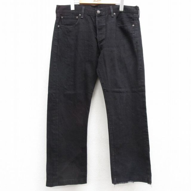 W36★古着 ジーンズ Levis リーバイス 501 メンズ コットン 黒 ブラック デニム 25feb05 中古 ボトムス ジーパン Gパン ロング パンツ
