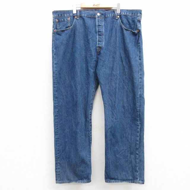 W41★古着 ジーンズ Levis リーバイス 501 メンズ 大きいサイズ コットン 紺 ネイビー デニム 25feb05 中古 ボトムス ジーパン Gパン ロング パンツ