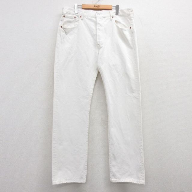 W38★古着 ジーンズ Levis リーバイス 501 メンズ コットン 白 ホワイト デニム 25feb05 中古 ボトムス ジーパン Gパン ロング パンツ