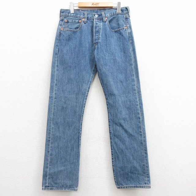 W31★古着 ジーンズ Levis リーバイス 501 メンズ コットン 紺 ネイビー デニム 25feb05 中古 ボトムス ジーパン Gパン ロング パンツ