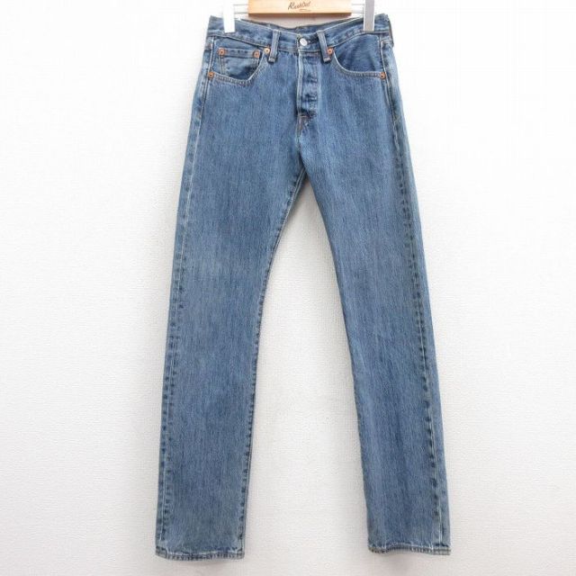 W29★古着 ジーンズ Levis リーバイス 501 メンズ コットン 紺 ネイビー デニム 25feb05 中古 ボトムス ジーパン Gパン ロング パンツ
