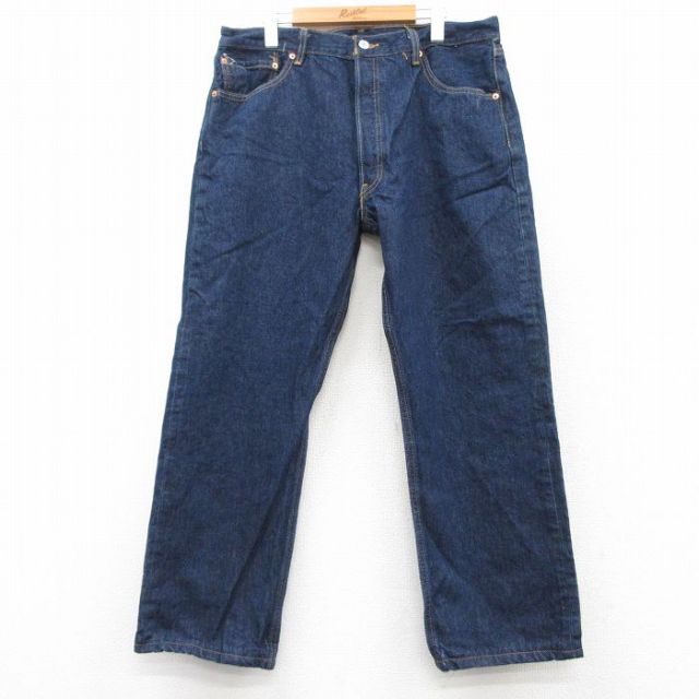 W37★古着 ジーンズ Levis リーバイス 501 メンズ コットン 濃紺 ネイビー デニム 25feb15 中古 ボトムス ジーパン Gパン ロング パンツ