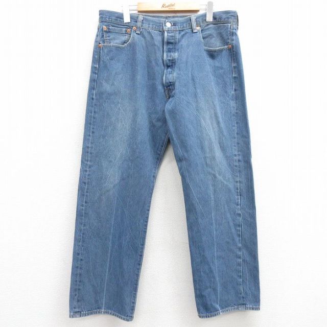 W36★古着 ジーンズ Levis リーバイス 501 メンズ コットン 紺 ネイビー デニム 25feb25 中古 ボトムス ジーパン Gパン ロング パンツ