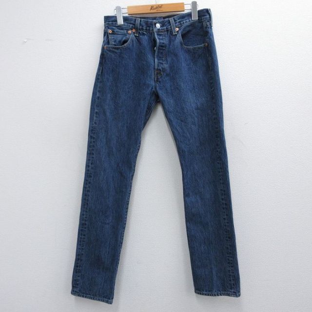 W30★古着 ジーンズ Levis リーバイス 501 メンズ コットン 紺 ネイビー デニム 25mar12 中古 ボトムス ジーパン Gパン ロング パンツ
