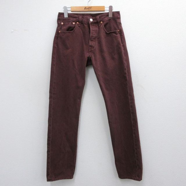W28★古着 ジーンズ Levis リーバイス 501 メンズ コットン エンジ デニム 25mar12 中古 ボトムス ジーパン Gパン ロング パンツ