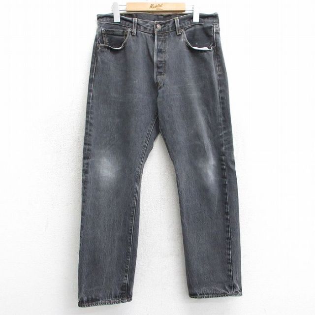 W33★古着 ジーンズ Levis リーバイス 501 メンズ コットン 黒 ブラック デニム 25mar24 中古 ボトムス ジーパン Gパン ロング パンツ