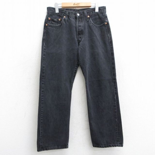 W33★古着 ジーンズ Levis リーバイス 501 メンズ コットン 黒 ブラック デニム 25mar24 中古 ボトムス ジーパン Gパン ロング パンツ