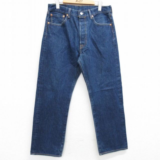 W33★古着 ジーンズ Levis リーバイス 501 メンズ コットン 濃紺 ネイビー デニム 25mar25 中古 ボトムス ジーパン Gパン ロング パンツ