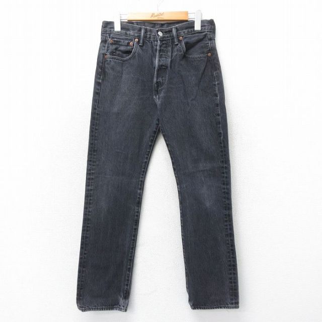 W30★古着 ジーンズ Levis リーバイス 501 メンズ コットン 黒 ブラック デニム 25apr12 中古 ボトムス ジーパン Gパン ロング パンツ