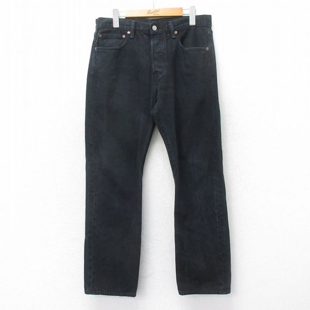 W32★古着 ジーンズ Levis リーバイス 501 メンズ コットン 黒 ブラック デニム 25apr12 中古 ボトムス ジーパン Gパン ロング パンツ