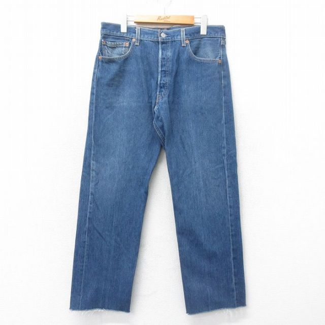 W34★古着 ジーンズ Levis リーバイス 501 メンズ 00年代 00s コットン 紺 ネイビー デニム 25apr12 中古 ボトムス ジーパン Gパン ロング パンツ