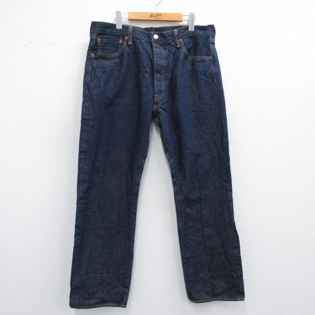 W37★古着 ジーンズ Levis リーバイス 501 メンズ コットン 濃紺 ネイビー デニム 25may17 中古 ボトムス ジーパン Gパン ロング パンツ