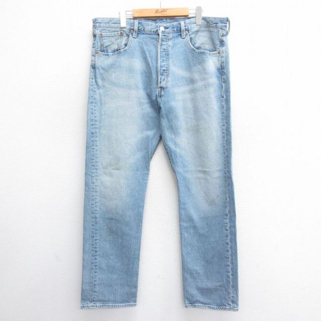 W39★古着 ジーンズ Levis リーバイス 501 メンズ ヒゲ 紺 ネイビー デニム 25jun17 中古 ボトムス ジーパン Gパン ロング パンツ