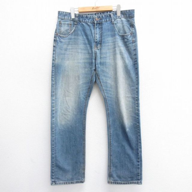 W36★古着 ジーンズ Levis リーバイス 501 メンズ ヒゲ 紺 ネイビー デニム 25jun17 中古 ボトムス ジーパン Gパン ロング パンツ