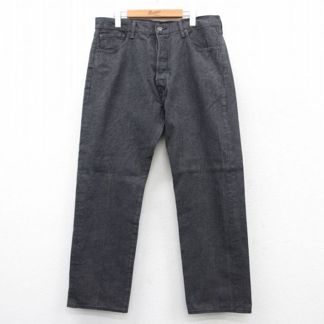 W38★古着 ジーンズ Levis リーバイス 501 メンズ コットン 濃グレー デニム 25jun18 中古 ボトムス ジーパン Gパン ロング パンツ