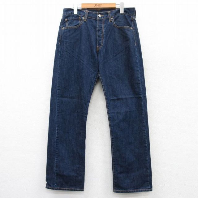 W34★古着 ジーンズ Levis リーバイス 501 メンズ コットン 濃紺 ネイビー デニム 25jun18 中古 ボトムス ジーパン Gパン ロング パンツ