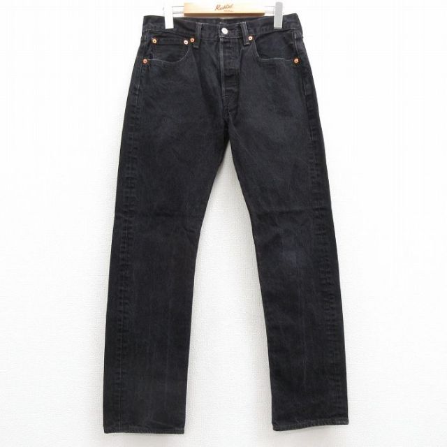 W30★古着 ジーンズ Levis リーバイス 501 メンズ コットン 黒 ブラック デニム 25jul17 中古 ボトムス ジーパン Gパン ロング パンツ