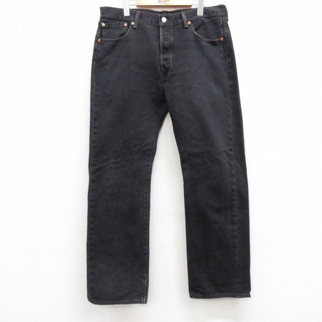 W36★古着 ジーンズ Levis リーバイス 501 メンズ コットン 黒 ブラック デニム 25jul17 中古 ボトムス ジーパン Gパン ロング パンツ