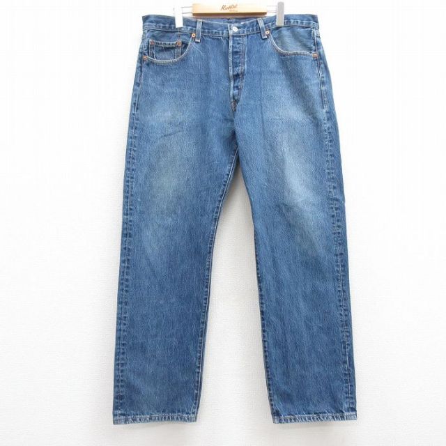 W37★古着 ジーンズ Levis リーバイス 501 メンズ 00年代 00s コットン 紺 ネイビー デニム 25jul17 中古 ボトムス ジーパン Gパン ロング パンツ
