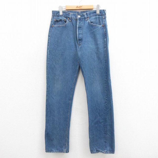 W33★古着 ジーンズ Levis リーバイス 501 メンズ 80年代 80s USA製 紺 ネイビー デニム 【spe】 25oct30 中古 ボトムス ジーパン Gパン ロング パンツ